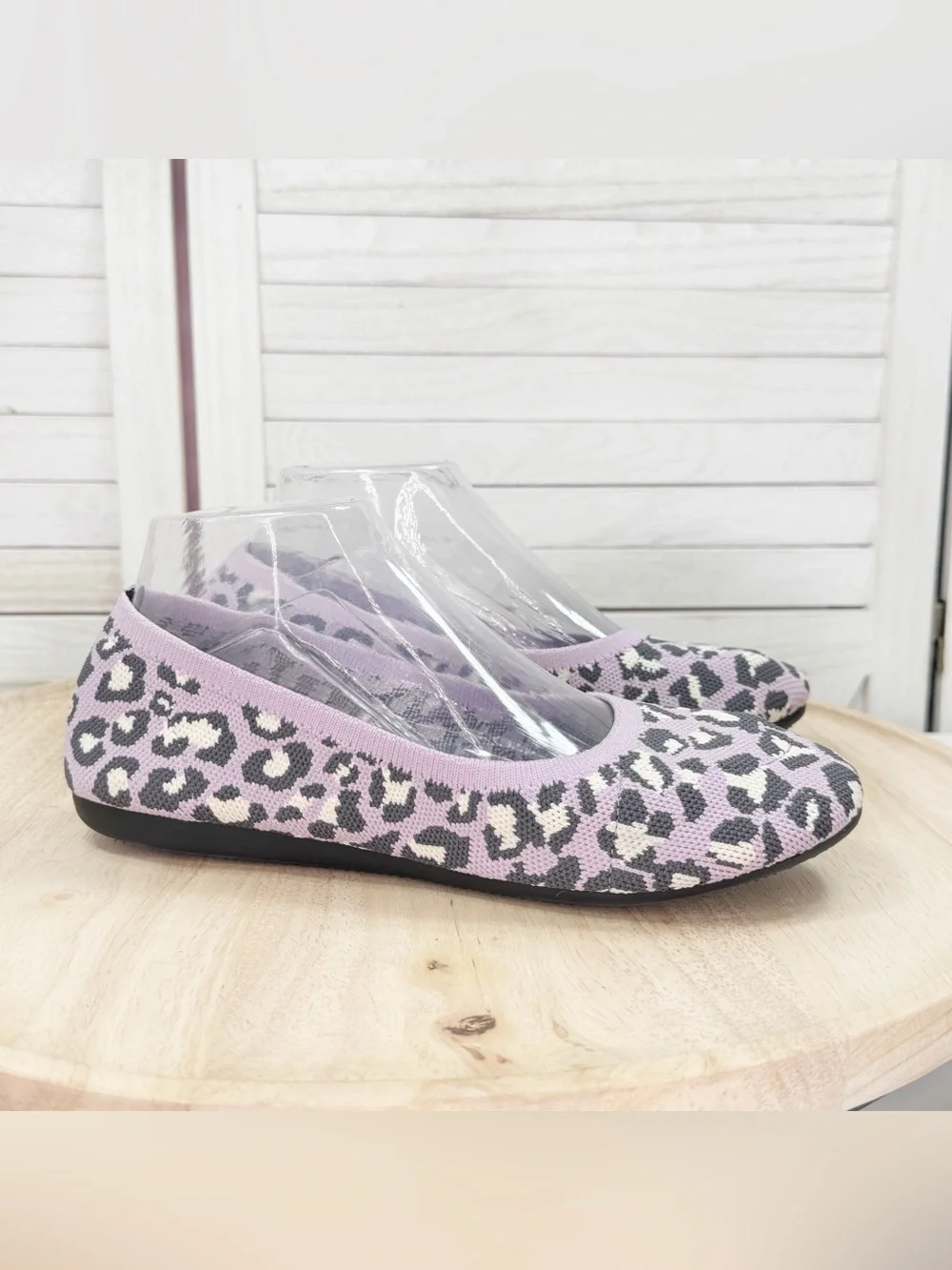 Steven Steve Madden Leopard Print Knit Ballet Flats Lilac Purple Size 8